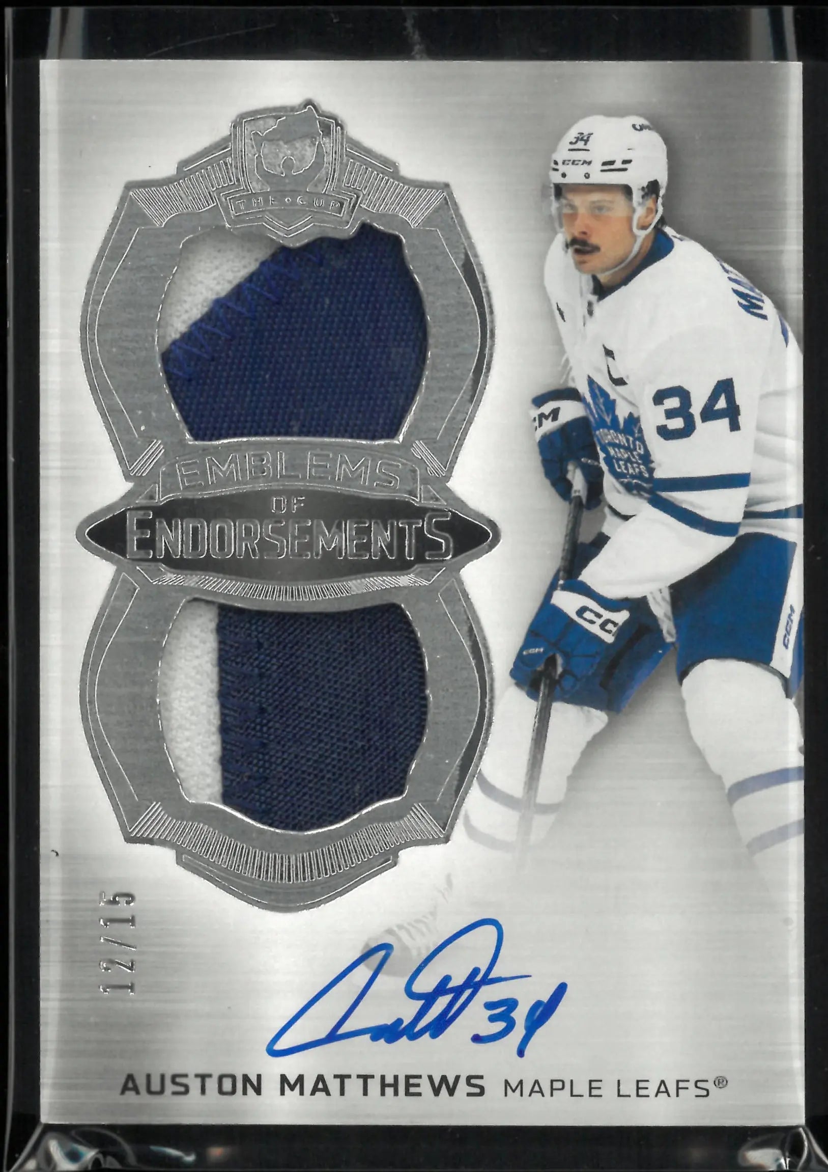 2024-25 UD The Cup Emblems of Endorsement Patch Autograph Auston Matthews /15 