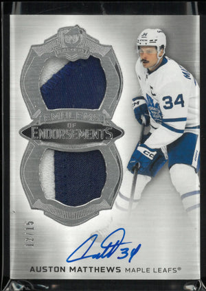 2024-25 UD The Cup Emblems of Endorsement Patch Autograph Auston Matthews /15 