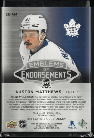 2024-25 UD The Cup Emblems of Endorsement Patch Autograph Auston Matthews /15 