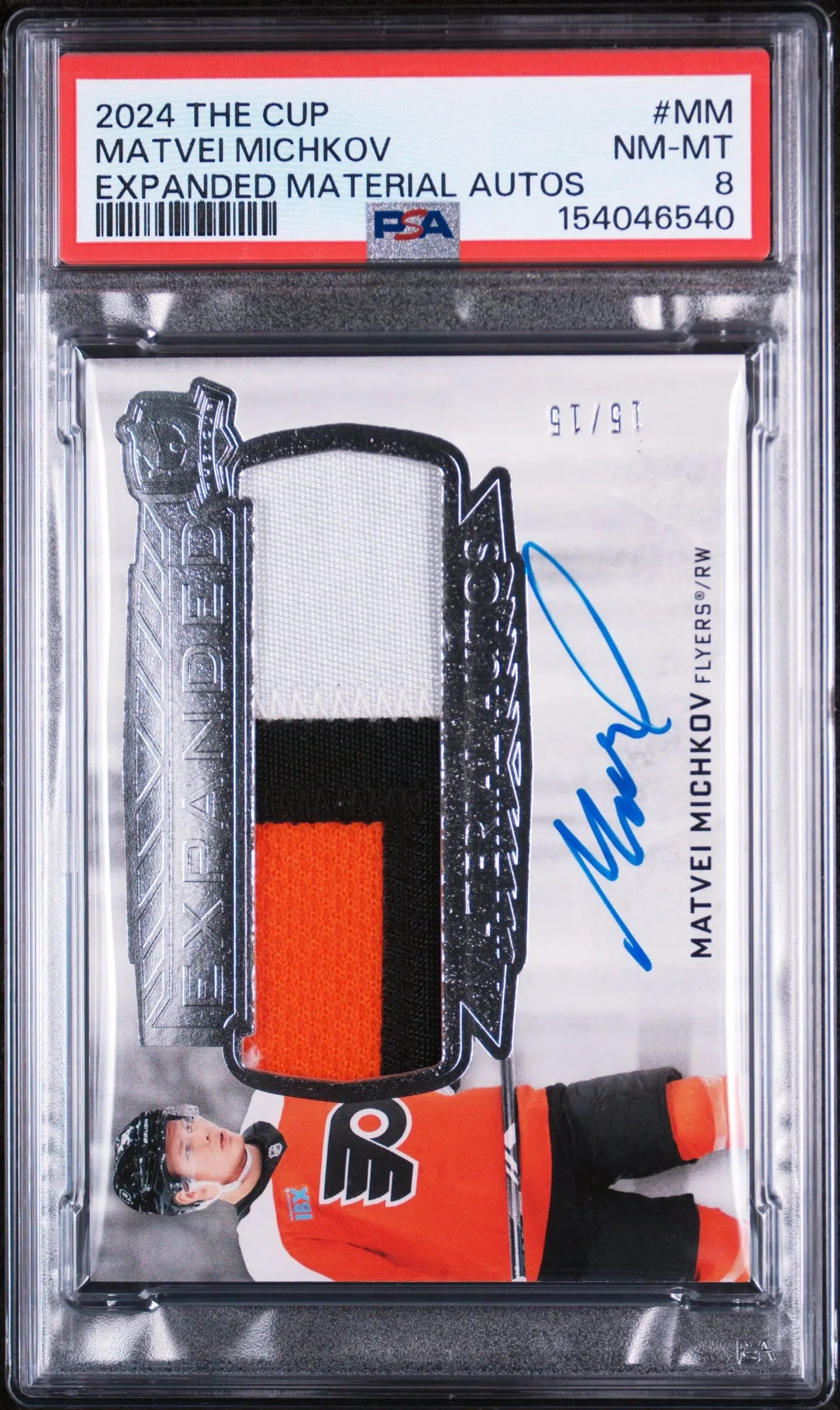 2024-25 UD The Cup Expanded Material Autos Patch Matvei Michkov 15/15 PSA 8 