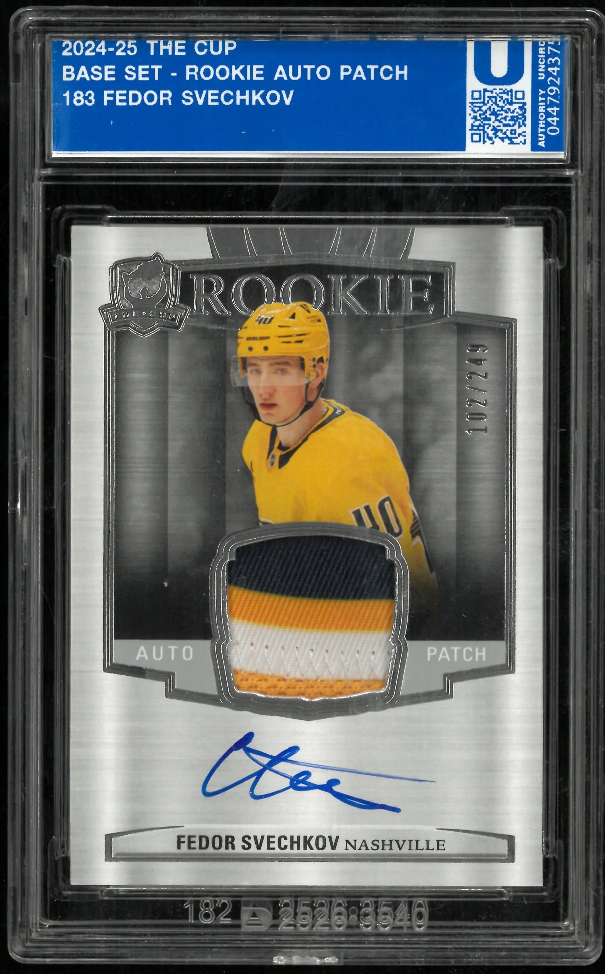 2024-25 UD The Cup Fedor Svechkov RC Rookie Patch Auto /249 