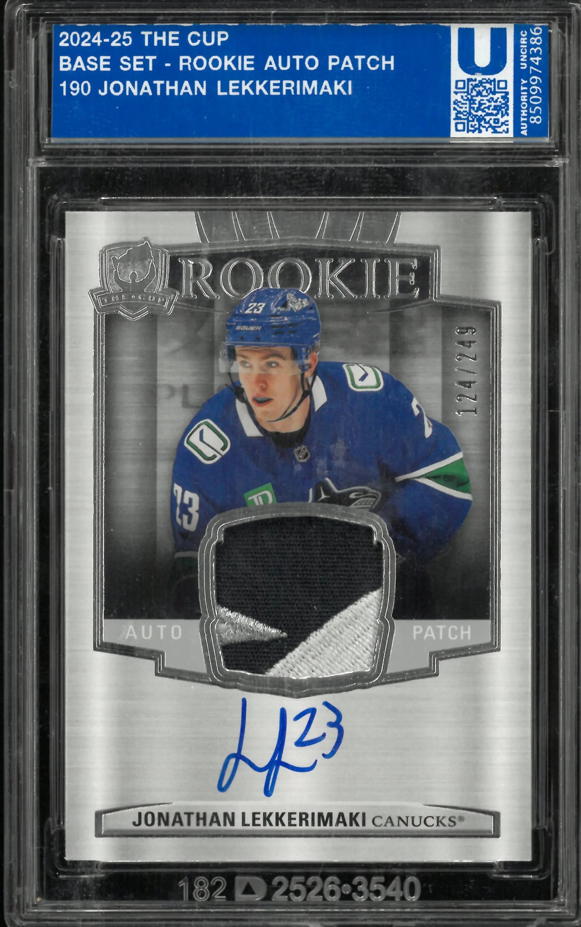 2024-25 UD The Cup Jonathan Lekkerimaki RC Rookie Patch Auto /249 