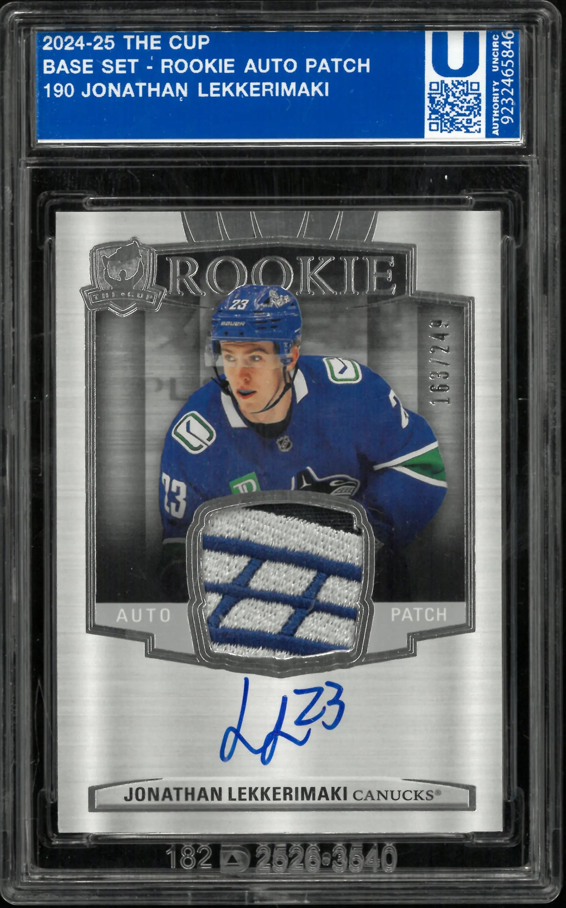 2024-25 UD The Cup Jonathan Lekkerimaki RC Rookie Patch Auto /249 