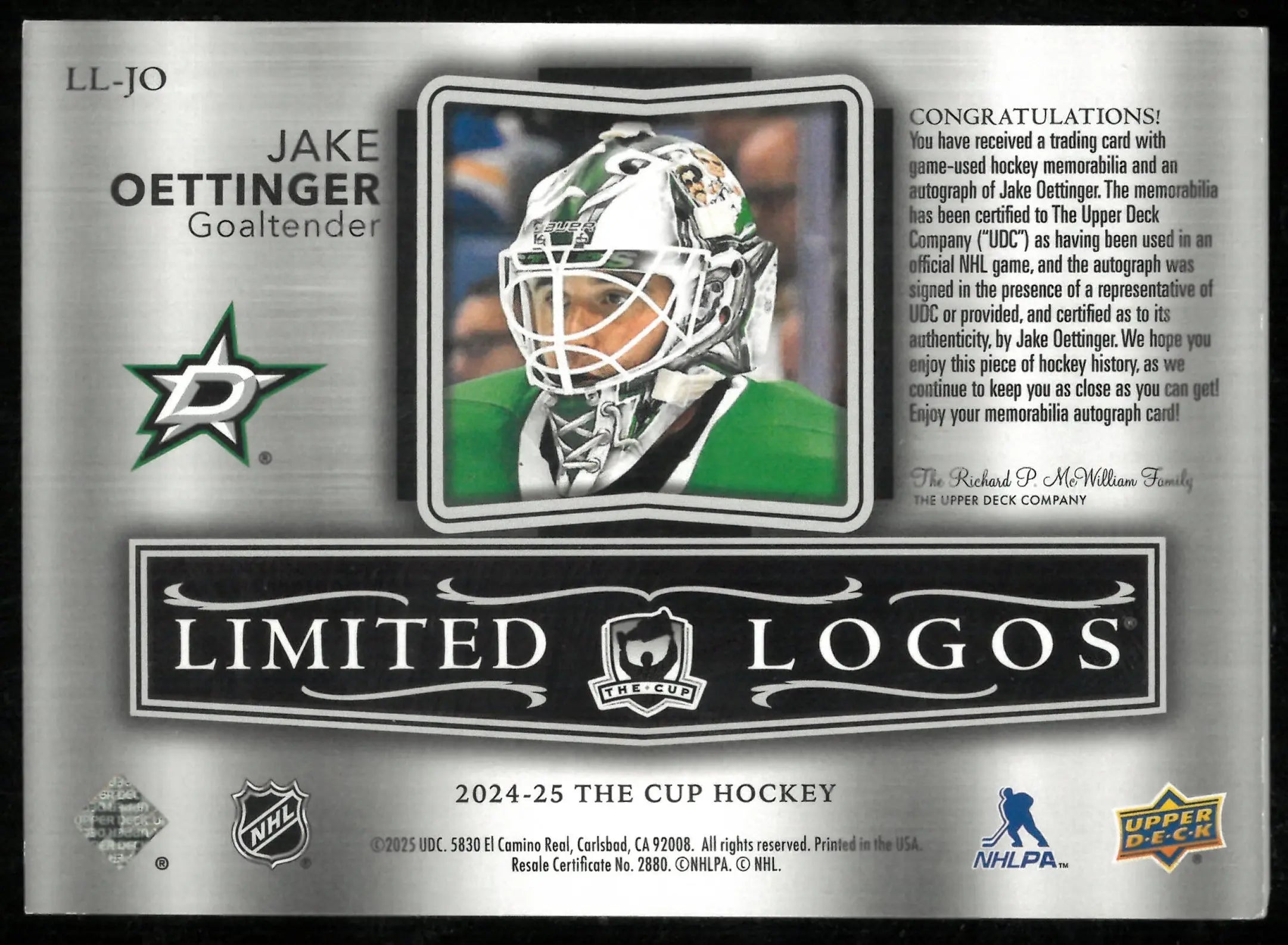 2024-25 UD The Cup Limited Logos Tri Color Patch Auto /50 