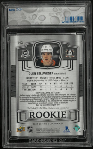 2024-25 UD The Cup Olen Zellweger RC Rookie Patch Auto /24 