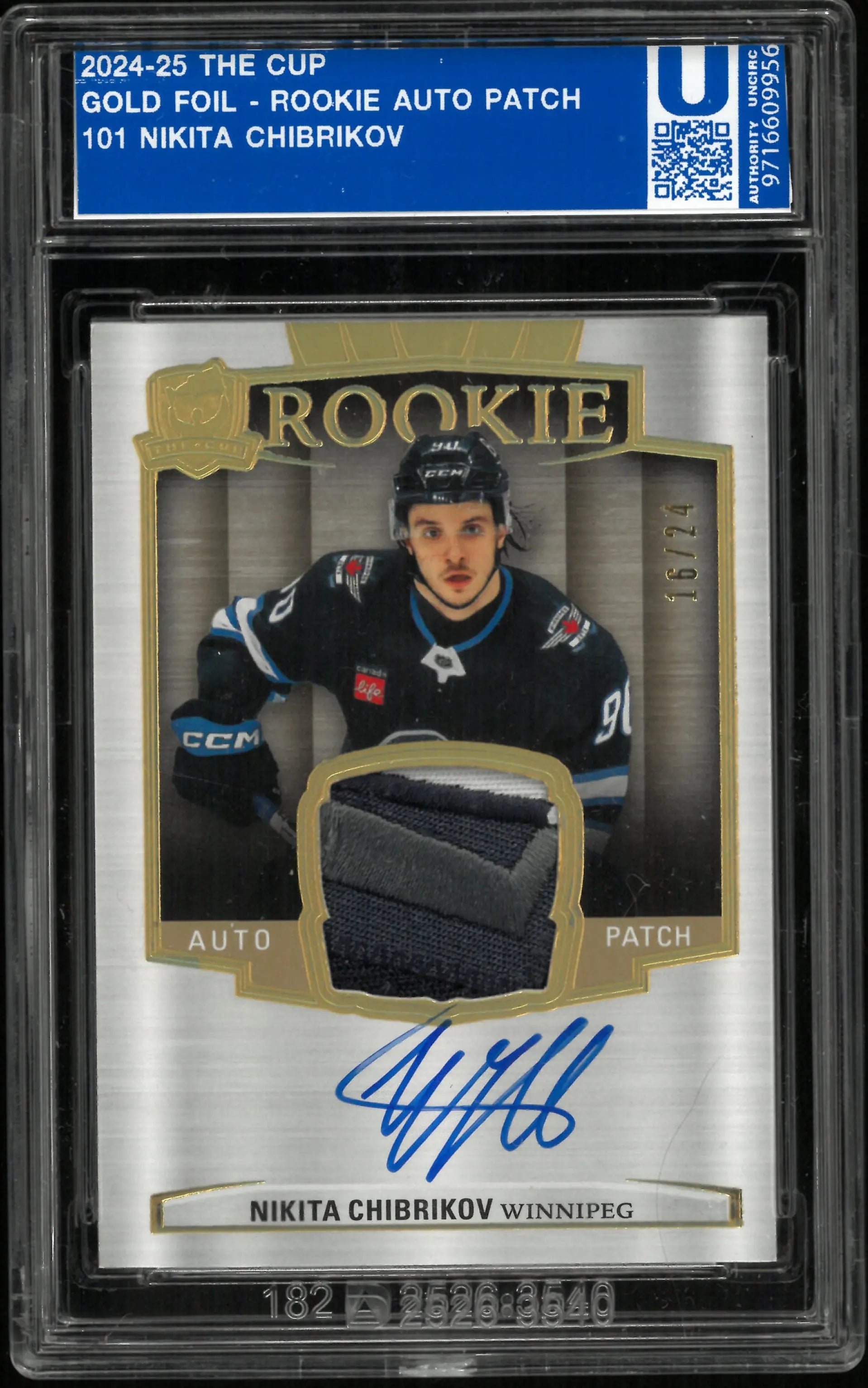 2024-25 UD The Cup Rookie Patch Autograph Nikita Chibrikov Auto RC Gold /24 