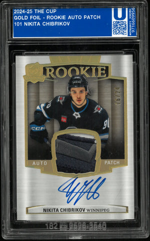 2024-25 UD The Cup Rookie Patch Autograph Nikita Chibrikov Auto RC Gold /24 