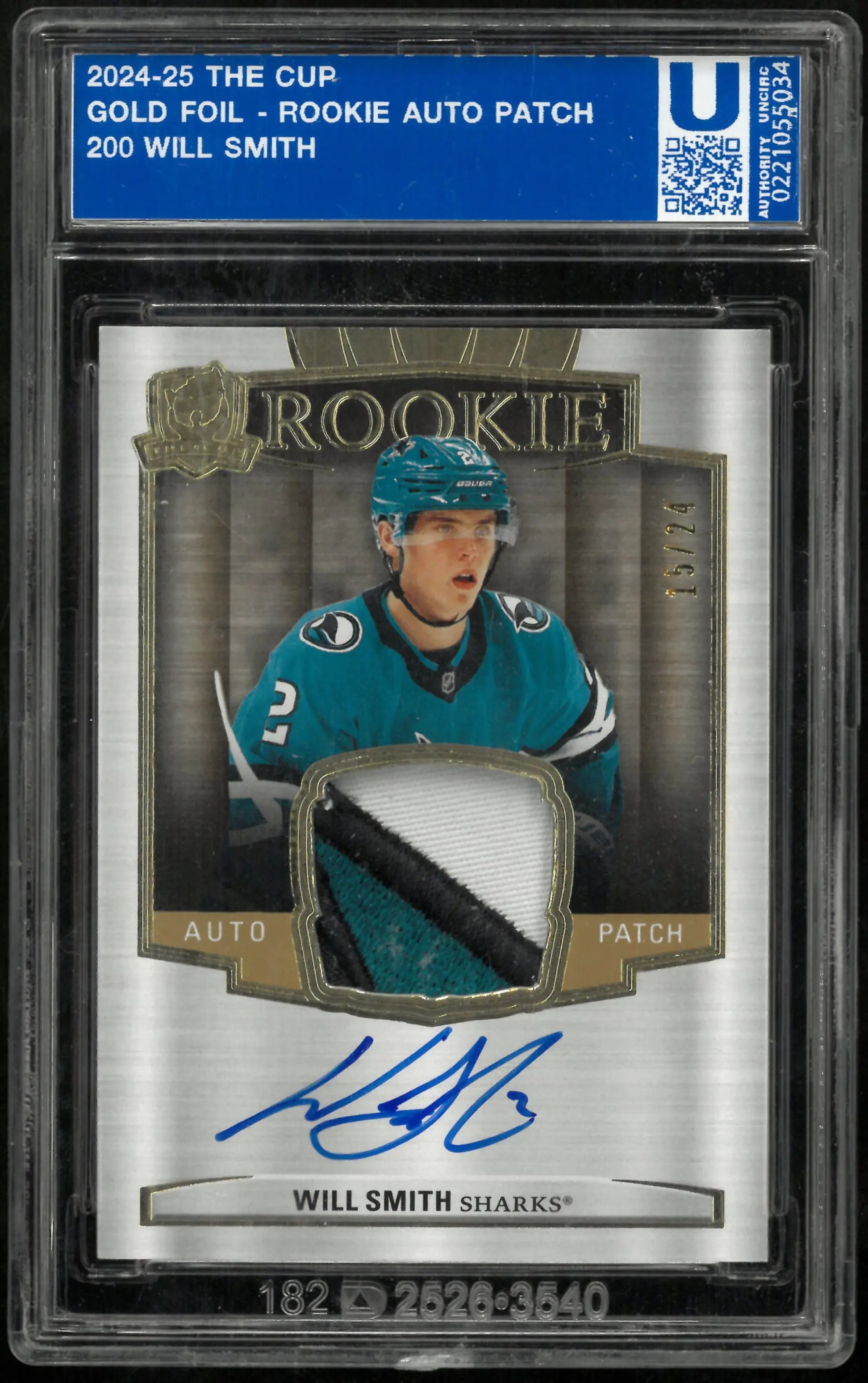 2024-25 UD The Cup Rookie Tri Color Patch Auto Will Smith RC Gold /24 