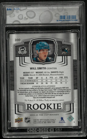 2024-25 UD The Cup Rookie Tri Color Patch Auto Will Smith RC Gold /24 