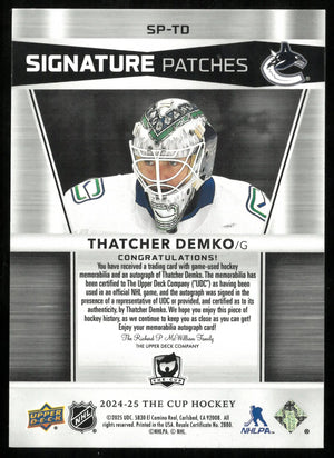 2024-25 UD The Cup Signature Patches Auto Thatcher Demko /99 