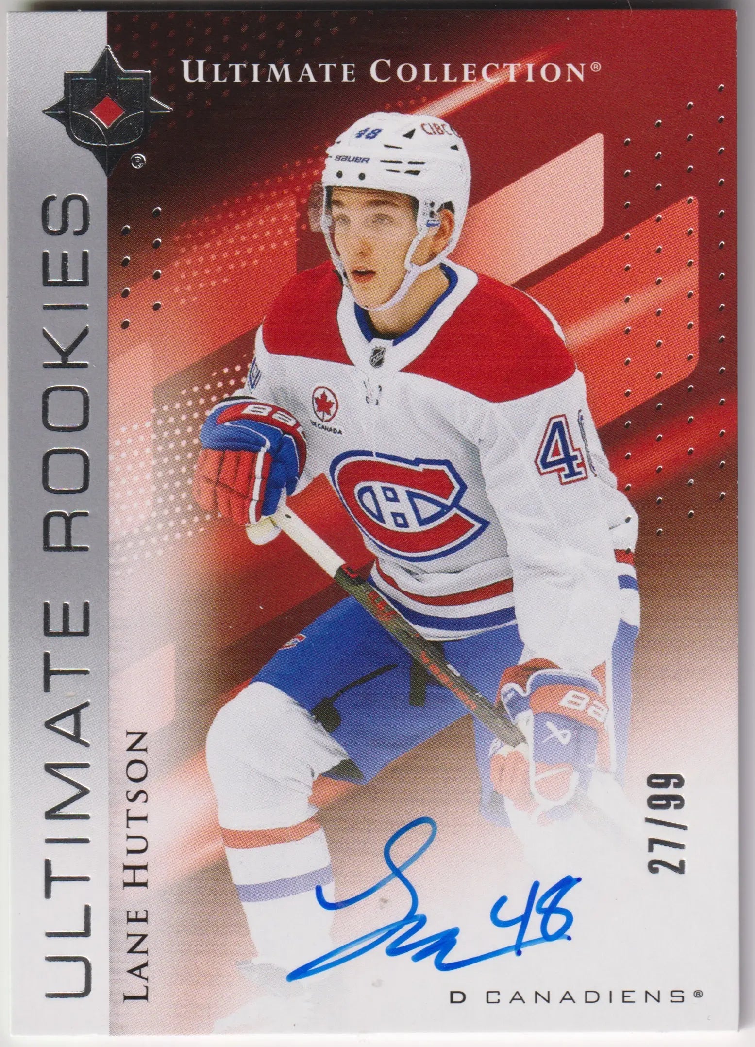 2024-25 UD UC Ultimate Rookies Autograph Lane Hutson Auto RC /99 