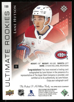 2024-25 UD Ultimate Hockey Lane Hutson RC Rookie Auto /99 
