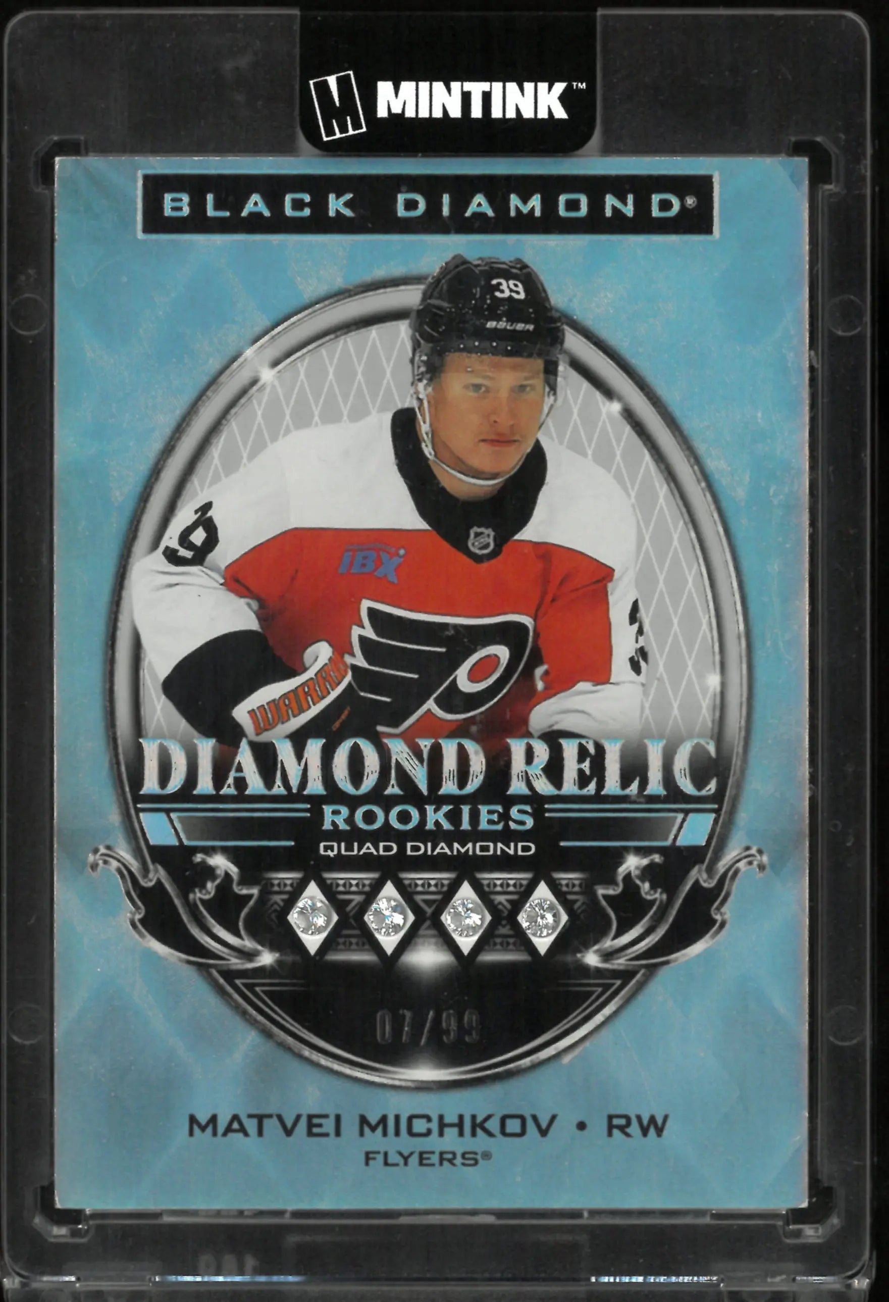 2024-25 Upper Deck Black Diamond Relic Rookies Quad Diamond Matvei Michkov /99 RC 
