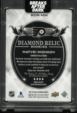 2024-25 Upper Deck Black Diamond Relic Rookies Quad Diamond Matvei Michkov /99 RC 