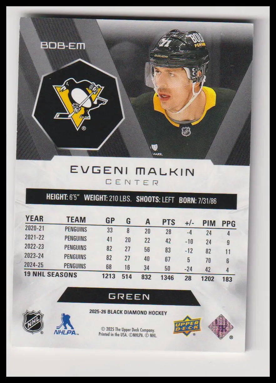 2024-25 Upper Deck Black Diamond #BDB-EM Evgeni Malkin Emerald #/10 