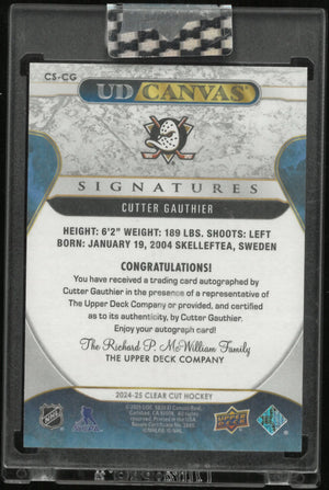 2024-25 Upper Deck Clear Cut Canvas Signatures Cutter Gauthier Auto /61 