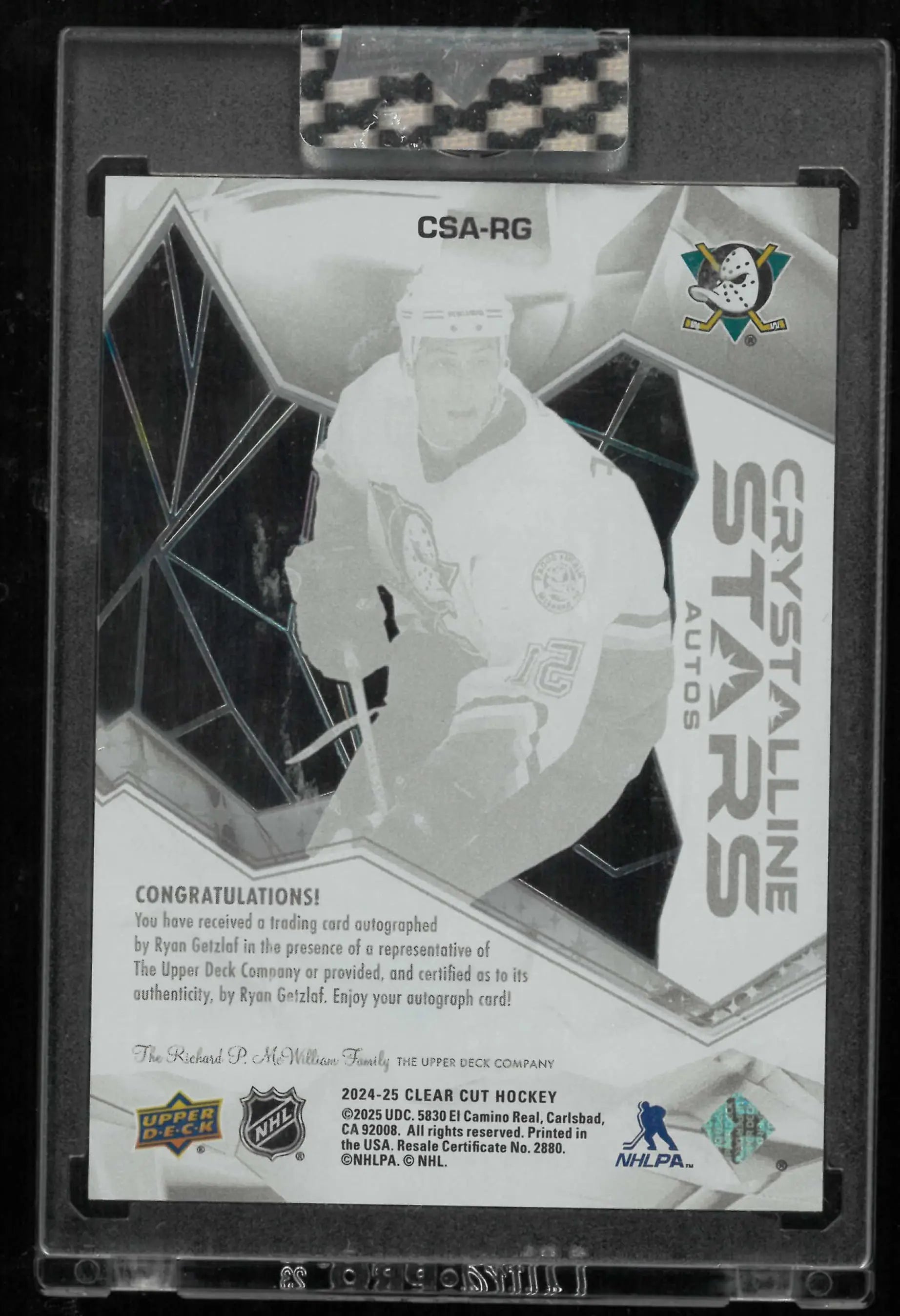 2024-25 Upper Deck Clear Cut Crystalline Stars Autograph Ryan Getzlaf Auto 