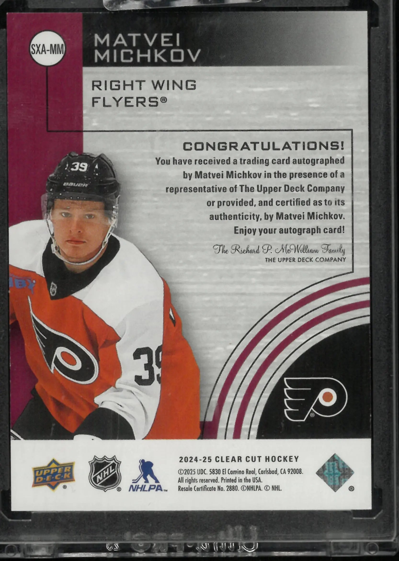 2024-25 Upper Deck Clear Cut Hockey Matvei Michkov RC Auto SP Xcitement 