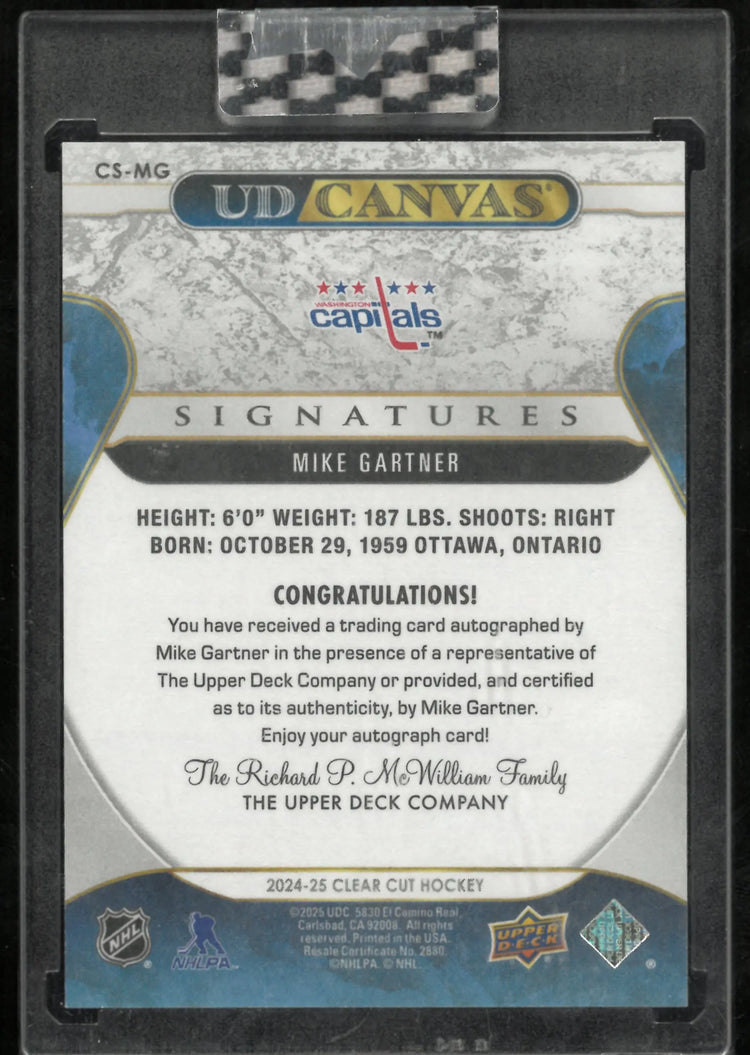 2024-25 Upper Deck Clear Cut Hockey UD Canvas Signatures Mike Gartner /22 