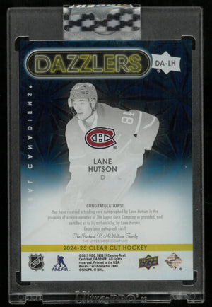 2024-25 Upper Deck Clear Cut Lane Hutson RC Rookie Blue Dazzlers Auto 