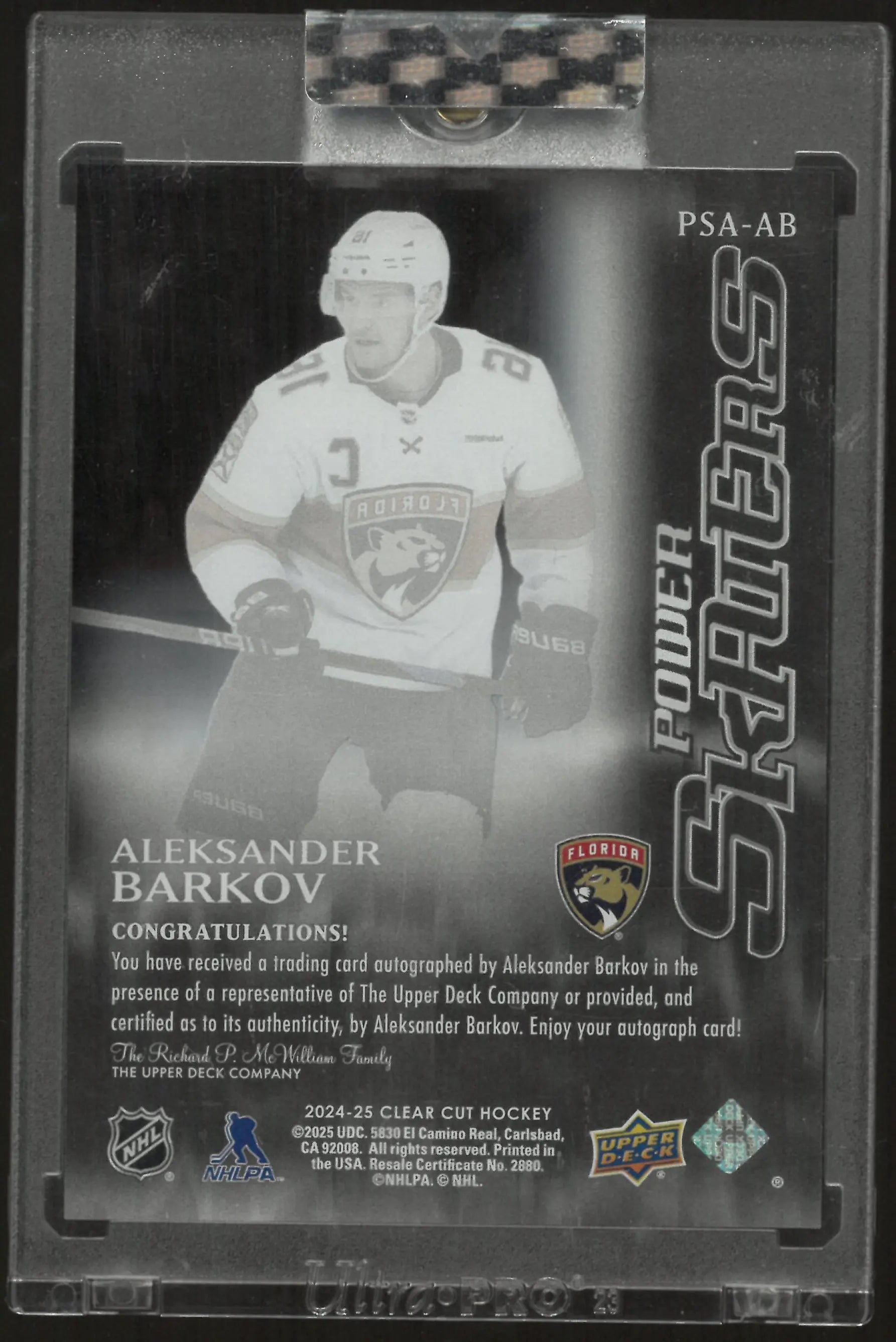 2024-25 Upper Deck Clear Cut Power Skaters Autograph Aleksander Barkov Auto /35 