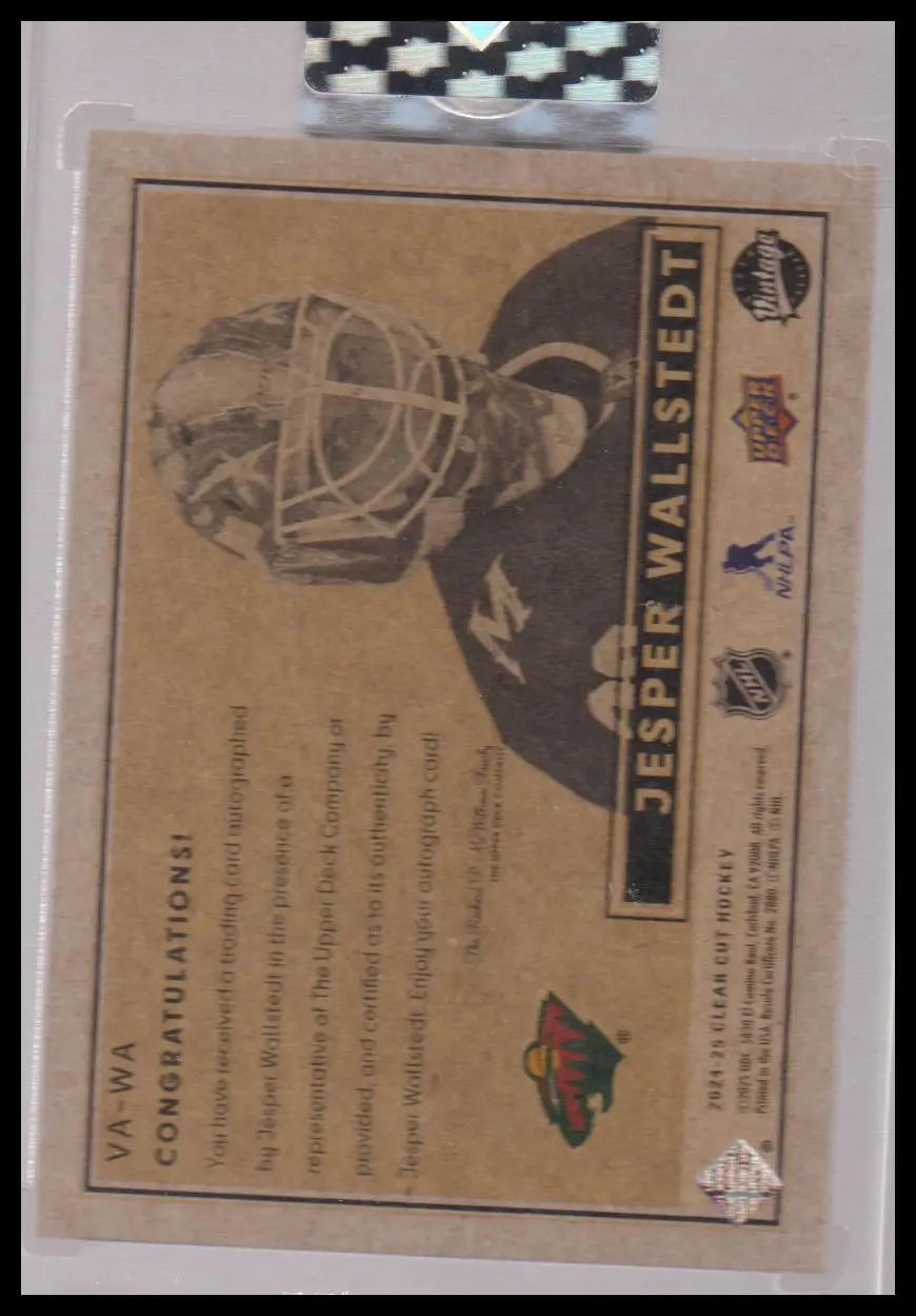 2024-25 Upper Deck Clear Cut Rookie Vintage Autograph Jesper Wallstedt Auto /10 