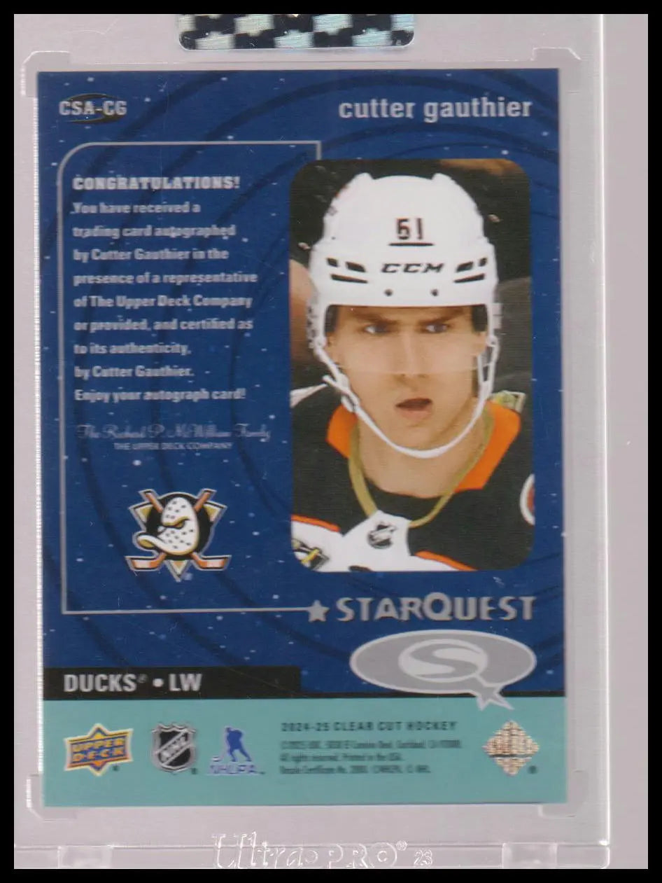 2024-25 Upper Deck Clear Cut StarQuest Rookie Autograph Cutter Gautheir Auto RC 