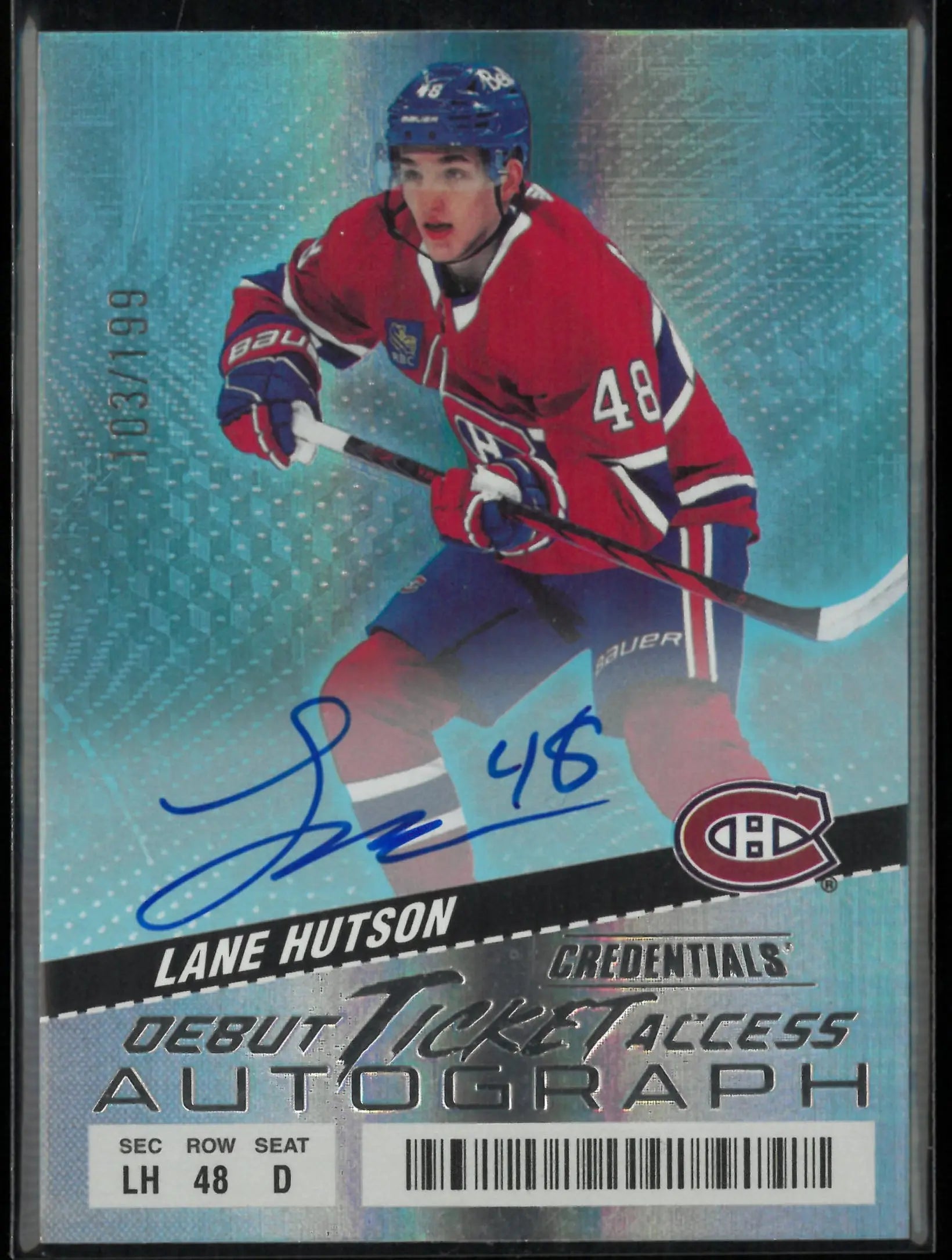 2024-25 Upper Deck Credential Debut Ticket Access Autograph Lane Hutson Auto/199 