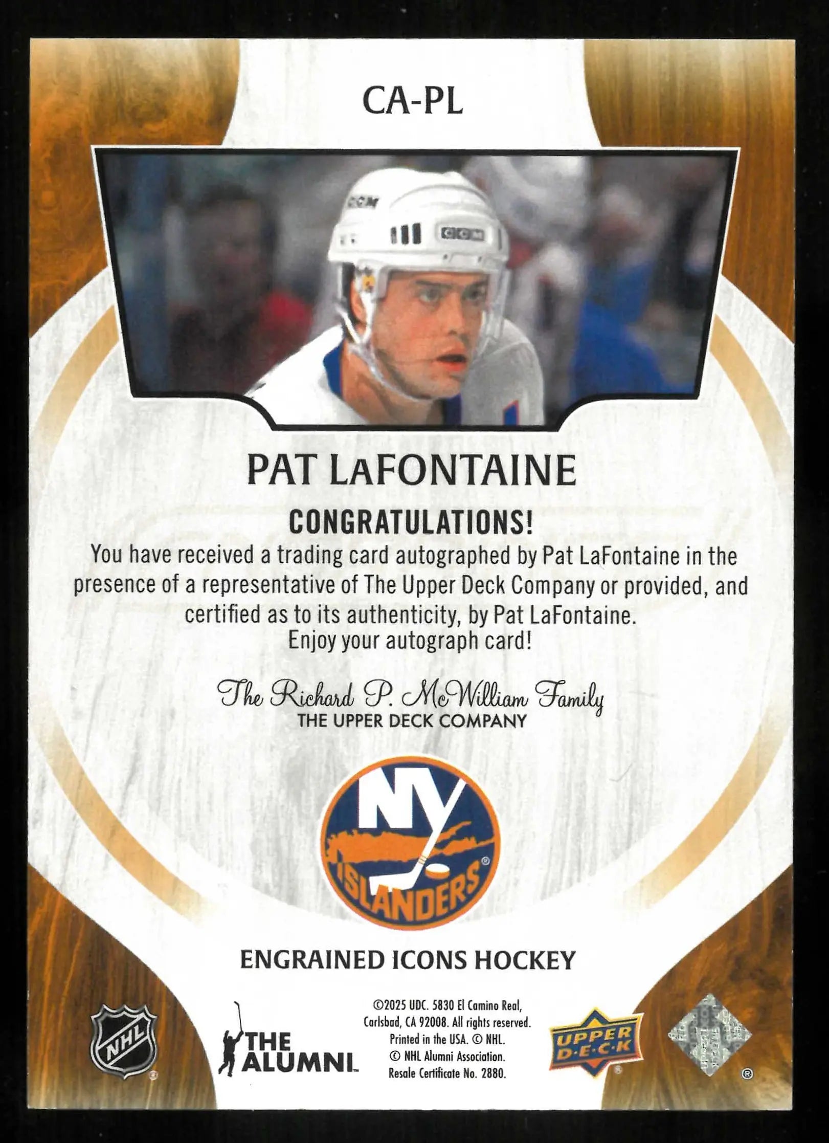 2024-25 Upper Deck Engrained Icons Hockey Autograph Pat LaFontaine Auto 
