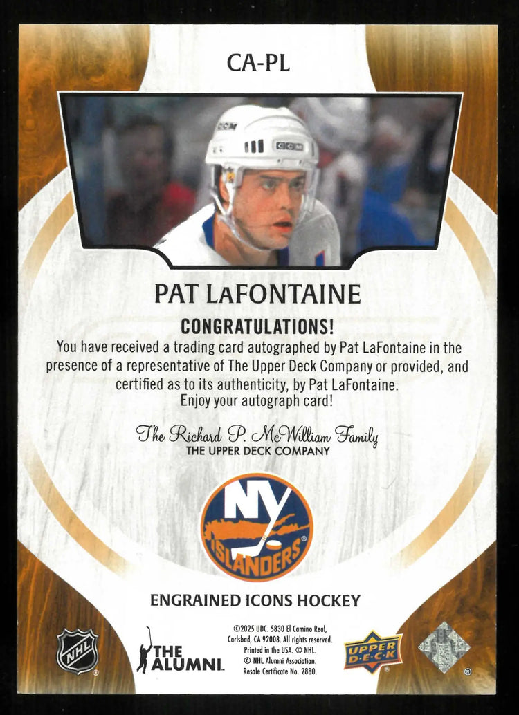 2024-25 Upper Deck Engrained Icons Hockey Autograph Pat LaFontaine Auto 