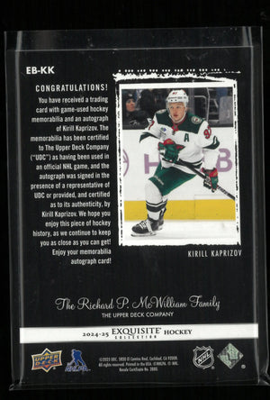 2024-25 Upper Deck Exquisite Autograph Patch Kirill Kaprizov Auto /25 
