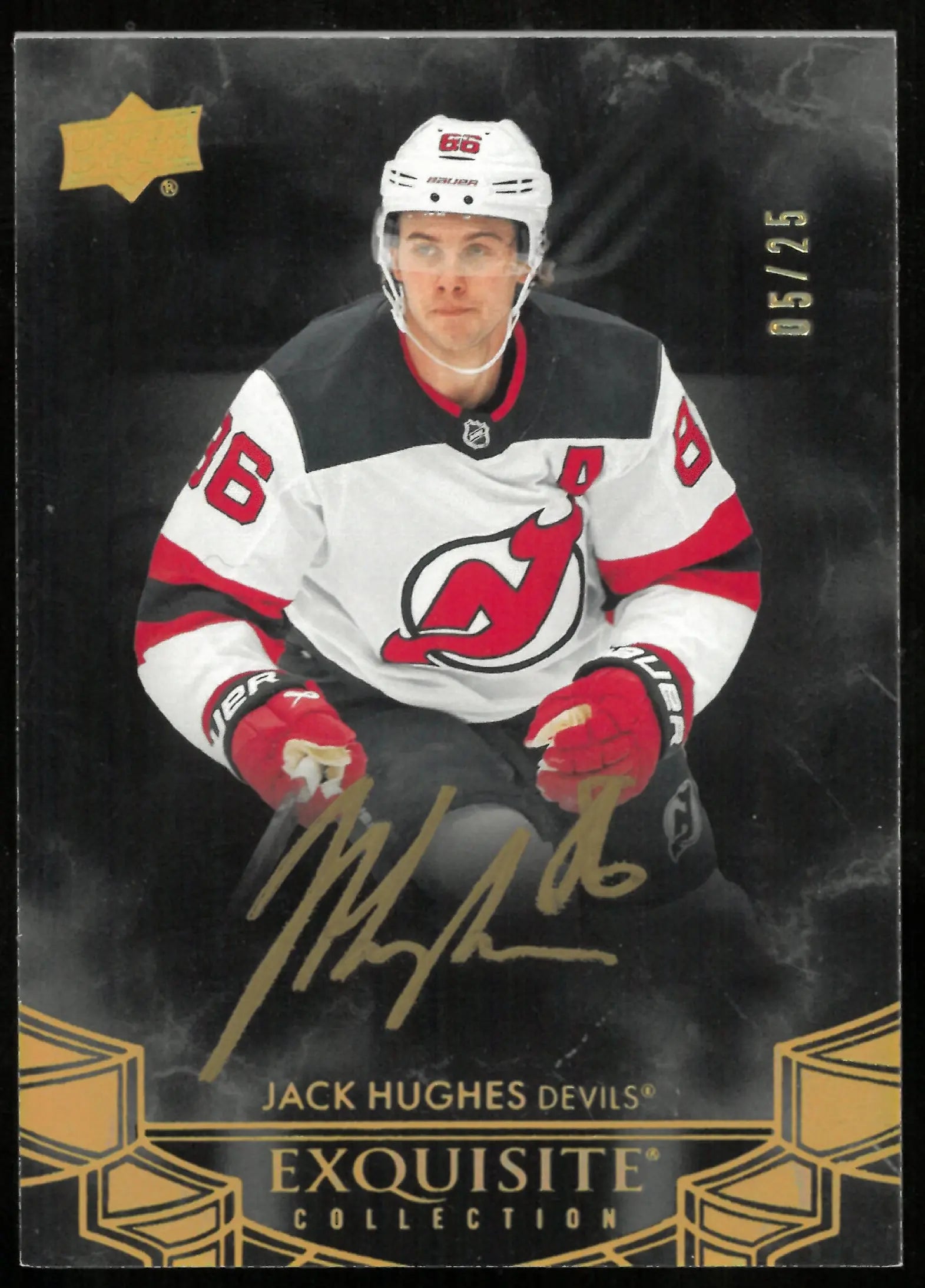 2024-25 Upper Deck Exquisite Collection Black Gold Auto Jack Hughes /25 