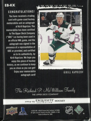 2024-25 Upper Deck Exquisite Collection Kirill Kaprizov Patch Autograph /25 