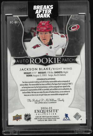 2024-25 Upper Deck Exquisite Collection Rookie Auto Patch RC Jackson Blake /53 