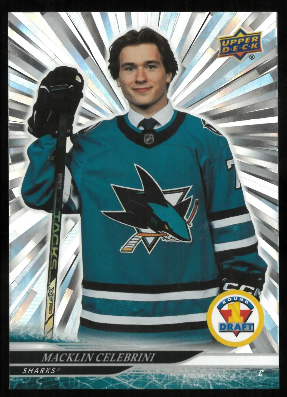2024-25 Upper Deck Ext. Series Rookie Round 1 Draft Macklin Celebrini Outburst 