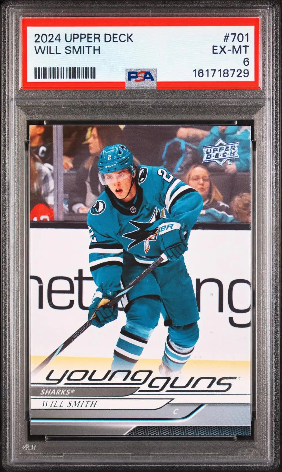 2024-25 Upper Deck Extended Series Hockey Rookie Young Guns Will Smith RC PSA 6 