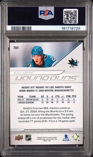 2024-25 Upper Deck Extended Series Hockey Rookie Young Guns Will Smith RC PSA 6 