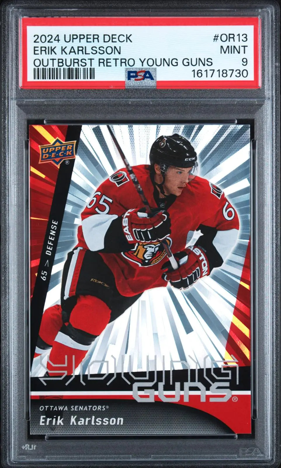 2024-25 Upper Deck Extended Series Outburst Retro Young Guns Erik Karlsson PSA 9 