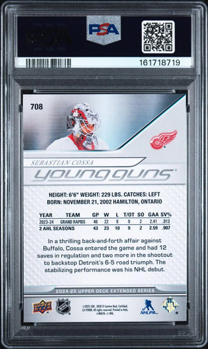 2024-25 Upper Deck Extended Series Rookie Young Guns Sebastian Cossa RC PSA 10 