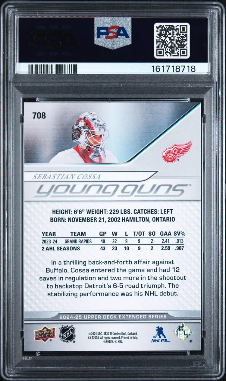 2024-25 Upper Deck Extended Series Rookie Young Guns Sebastian Cossa RC PSA 9 