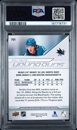 2024-25 Upper Deck Extended Series Rookie Young Guns Will Smith RC PSA 10 