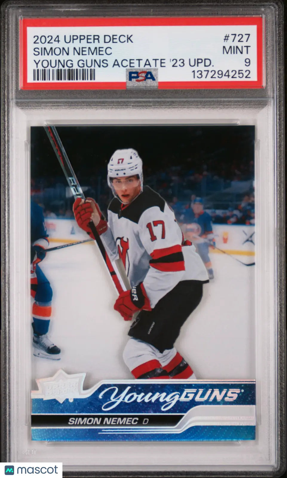2024-25 Upper Deck Extended Series Young Guns Acetate Rookie Simon Nemec PSA 9 