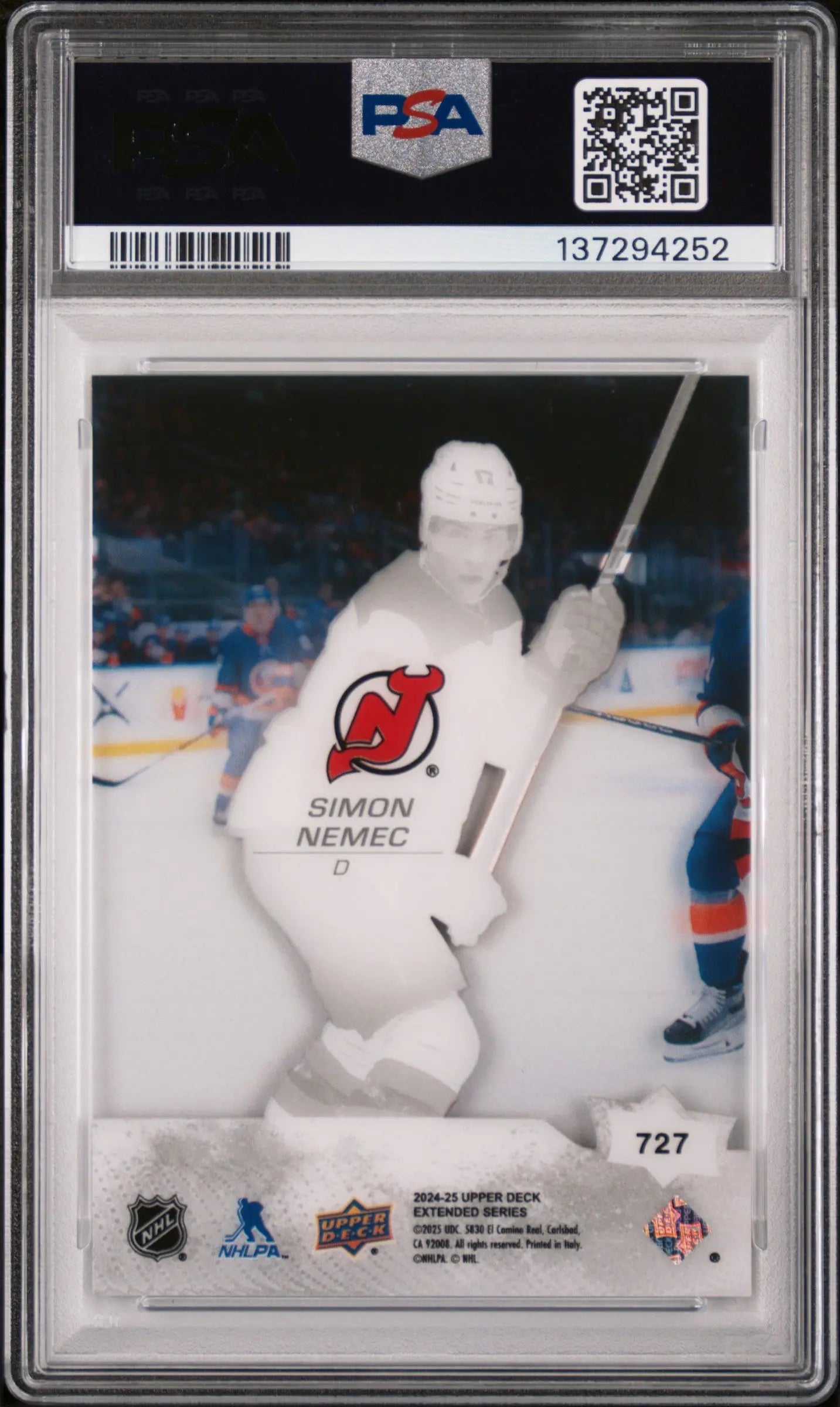 2024-25 Upper Deck Extended Series Young Guns Acetate Rookie Simon Nemec PSA 9 
