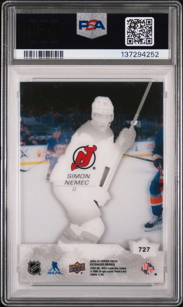 2024-25 Upper Deck Extended Series Young Guns Acetate Rookie Simon Nemec PSA 9 