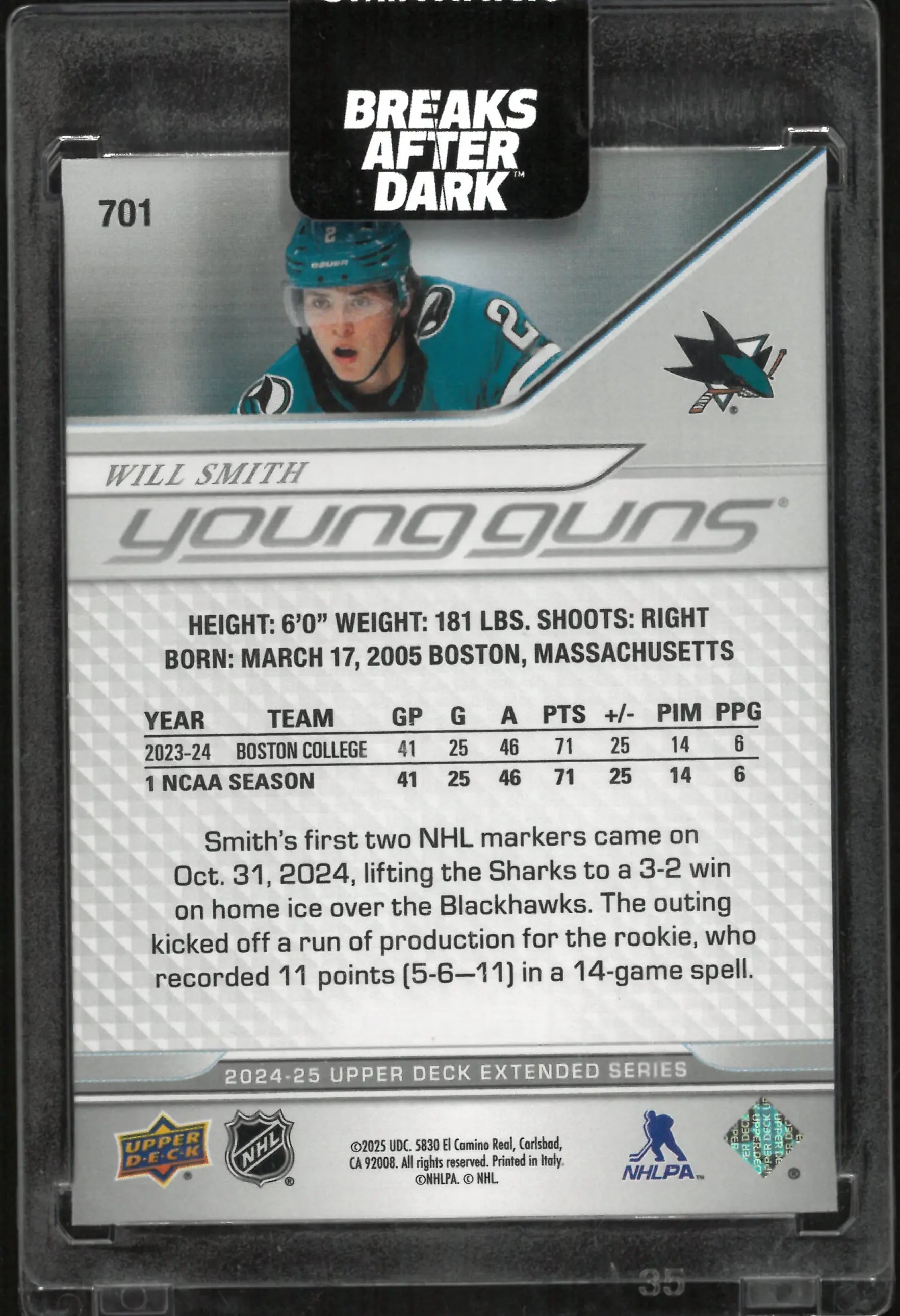 2024-25 Upper Deck Extended Series Young Guns Will Smith 