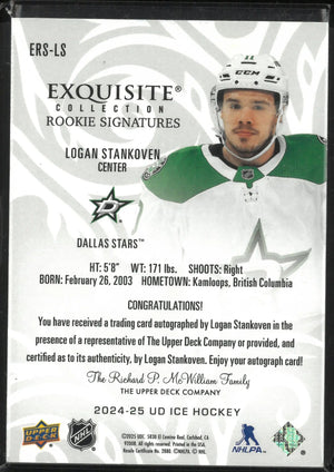 2024-25 Upper Deck Ice Exquisite Collection Rookie Signature Logan Stankoven /99 