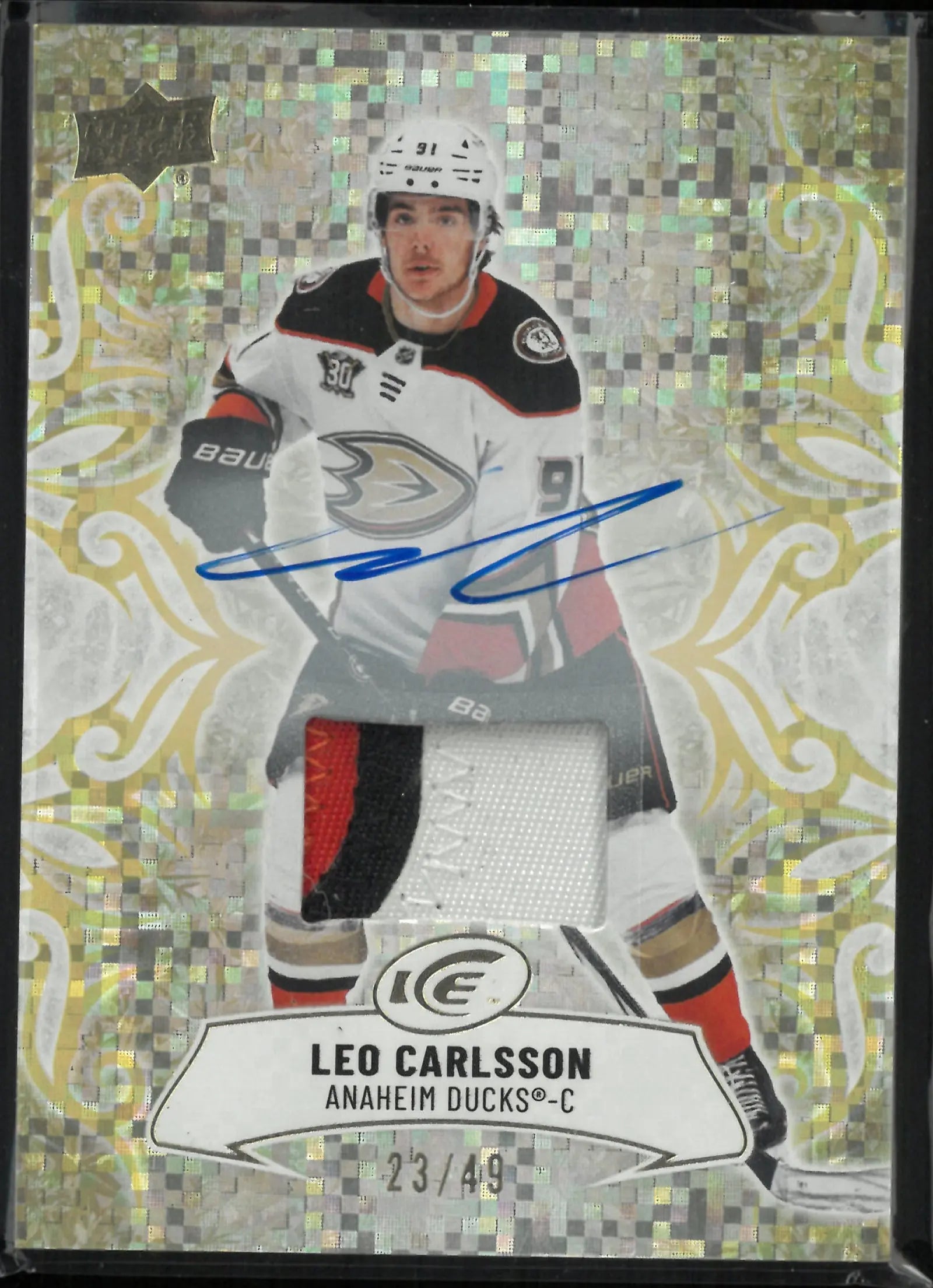 2024-25 Upper Deck Ice Gold Autograph Patch Leo Carlsson Auto 