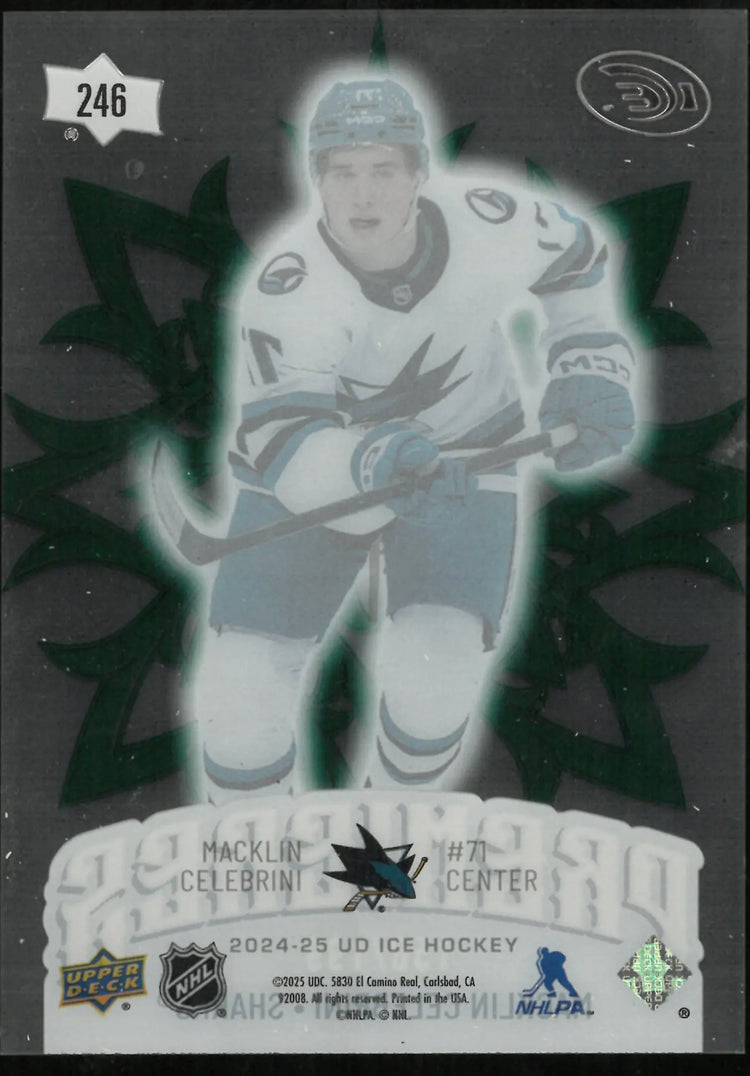 2024-25 Upper Deck Ice Hockey Premieres Clear Cut Macklin Celebrini /199 