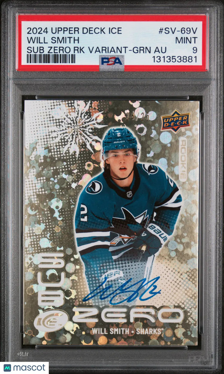 2024-25 Upper Deck Ice Sub Zero Rookie Variants Gold Auto Will Smith /25 PSA 9 