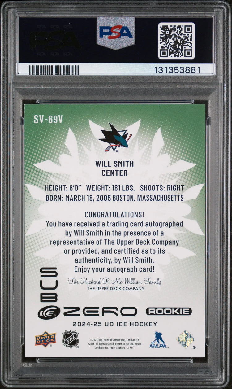 2024-25 Upper Deck Ice Sub Zero Rookie Variants Gold Auto Will Smith /25 PSA 9 